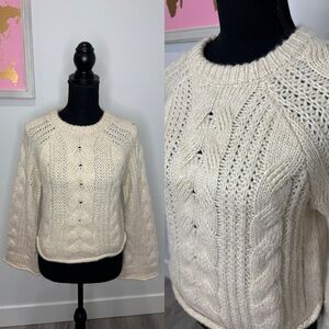 Universal Thread Thick Knit Beige Cropped Wide Cuff Sweater (XS)